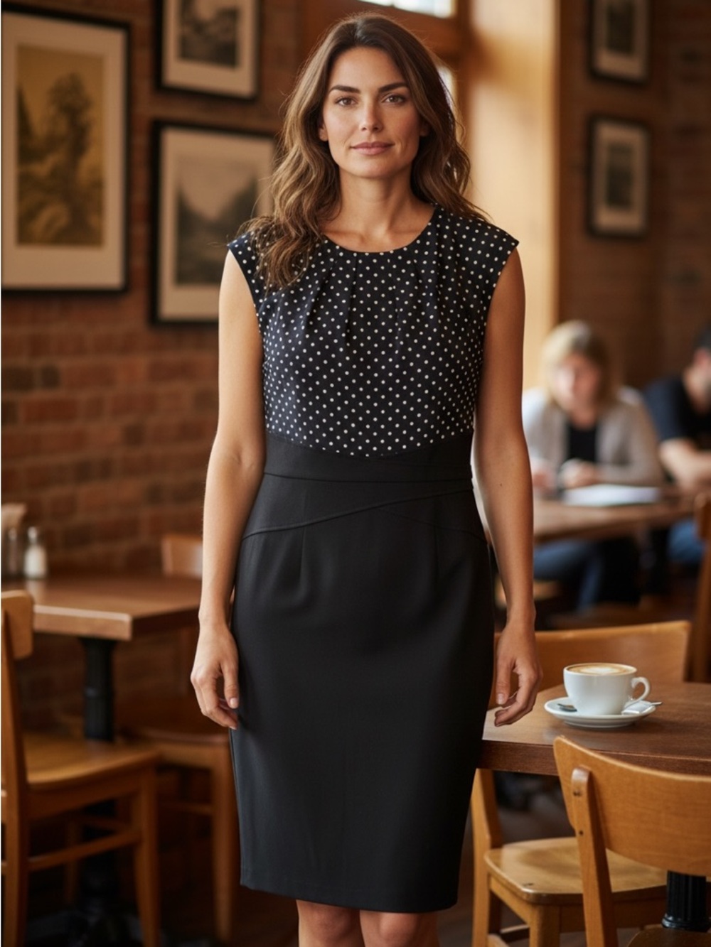 White House Black Market Black and White Polka Dot Midi Dress